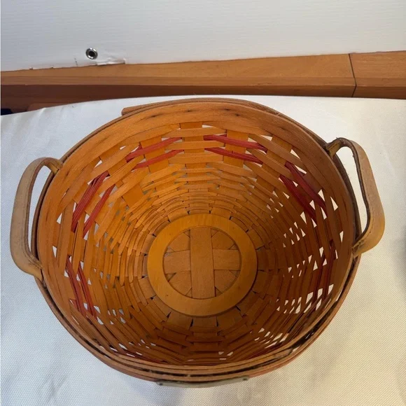 Longaberger Hand-Woven Basket with PLASTIC insert and Floral Liner 1999 - Picture 10 of 14